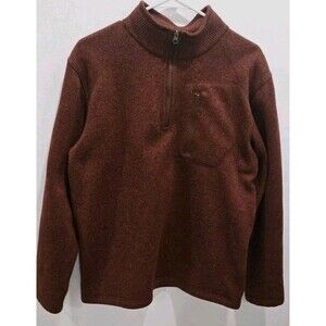 Outdoor Life - Mens 1/4 Zip Mock Neck Sweater - Sz M - Orange - Breast Pocket